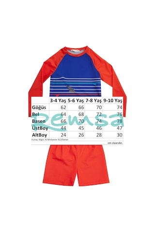 Uv Korumalı Şort Uzun Kollu Çocuk Bebek Deniz Havuz Mayosu 5244 Saks Saks Mavi