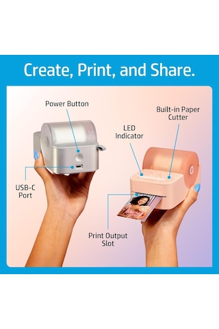 Hp Sprocket Panorama Taşınabilir Fotoğraf Yazıcısı, Kendinden Yapışkanlı Etiket Ve Fotoğraf Baskıları Lazer Yazıcılar Pembe