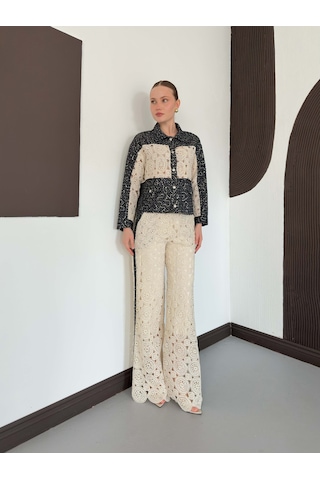 Verymoda Dantel Detatlı Kot Ceket F1758 Ham Siyah