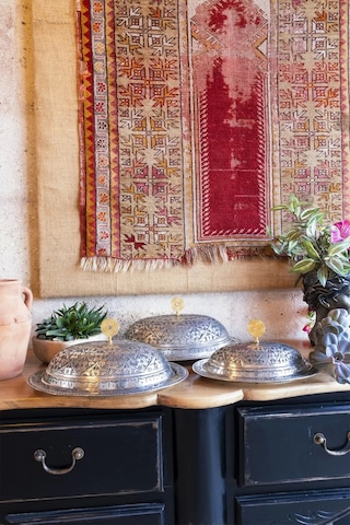 Bakır Sunumluk Kapaklı Oyma Nakışlı 35 CM Mat Kalay Renk