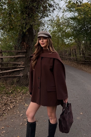 Kahverengi Atkılı Kaşe Ceket - 25912 Kahverengi