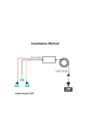 Araç Kamerası İçin Dvr Bağlantılı Güç Uzatma Kablosu 12v/24v - 5v 4a Cable Acc Lıne 300cm 300cm Cross