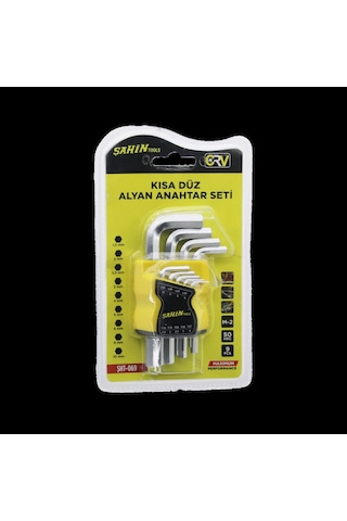 Alyan Anahtar Seti 9 Parça Kısa Düz 1.5-10 Mm