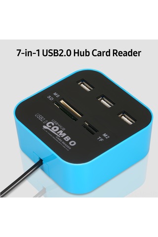 Mufunye Usb 2.0 Hub Ve Kart Okuyucu - 3 Usb 2.0 Portu, Tf/sd/ms/m2 Kart Slotları, 480mbps Hız, Plug&play, Abs Malzeme