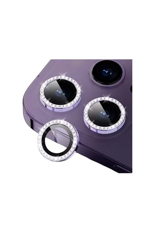 BİNANO Apple Uyumlu iPhone 14 PRO/14 PRO MAX TAŞLI MOR KAMERA K