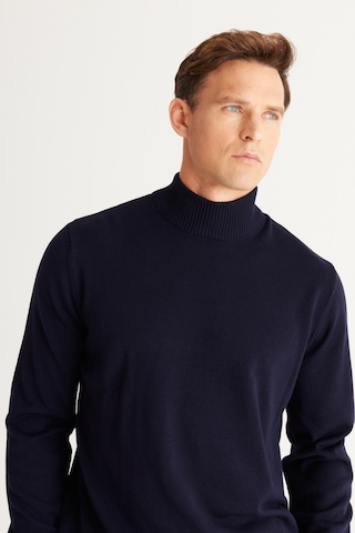 AC&Co / Altınyıldız Classics Altinyildiz Classics Erkek Lacivert Standart Fit Normal Kesim Yarım Balıkçı Yaka Triko 4A4923100005LACXXL Lacivert