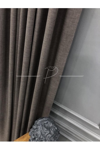 Fon Perde Natural Keten Ultra Dökümlü Lüx Perdelik 200 X 270 Koyu Vizon Çok Renkli