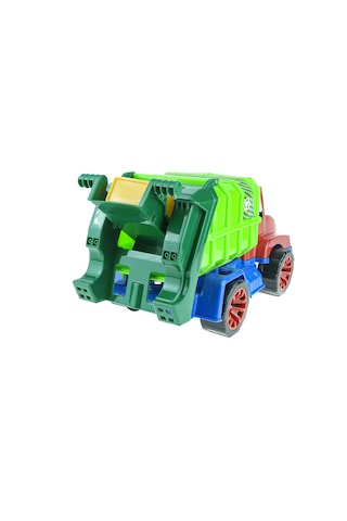 Oyuncak Çöp Kamyonu Ve Çöp Kovası Seti 25x15x13cm Hareketli Kasa Açık Bej