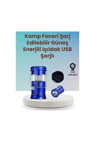 Şarj Edilebilir Güneş Enerjili Kızaklı Kamp Feneri Usb Çıkışlı, Katlanabilir, Dayanıklı Ve Çok Fonksiyo
