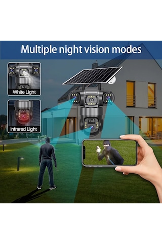 Ultimate Blm-77 6mp 3+3 2 Kameralı 3 Ekranlı Ultrahd 4g Güneş Enerjili Akıllı Güvenlik Kamerası