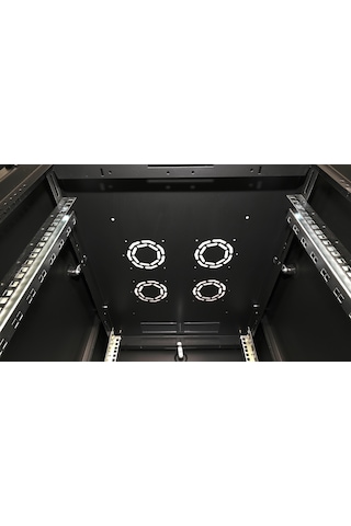 Lande Demonte 26u 600x800 Hyperline Dikili Tip Rack Kabinet Siyah Ön Cam Kapak / Tekerlekli