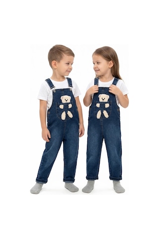 Bebegen Unisex Laci Ayıcıklı Cepli Kot Salopet Tulum Çok Renkli