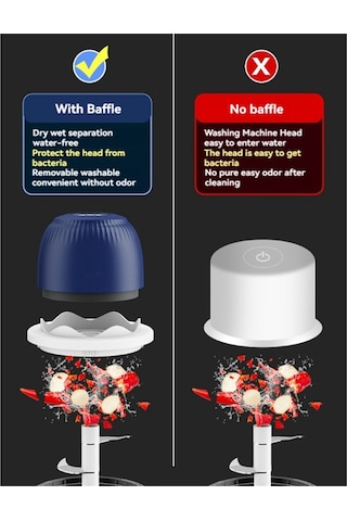 Elektrikli Sarımsak Doğrayıcı Gıda Doğrayıcı Kablosuz Mini Sarımsak Aletleri Mavi