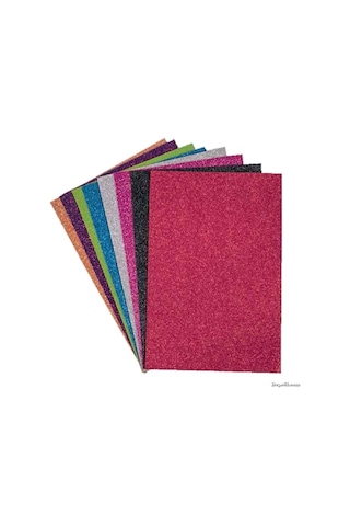 Monarty Dökülmeyen Simli Fon Kartonu 25x35 Cm 10'lu Karışık Renk