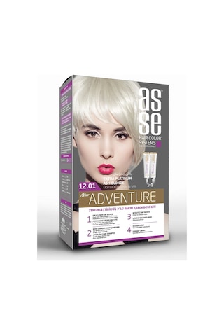 Asse Adventure Set Saç Boyası, Kalıcı Ve Canlı Renkler 1+1 İki Kullanım Seti No:12.1 Extra Küllü Pl