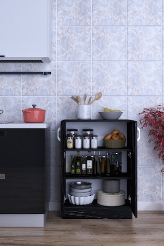 Çok Amaçlı Mdf Dolap Raflı Kapaklı Mutfak Balkon Banyo Siyah