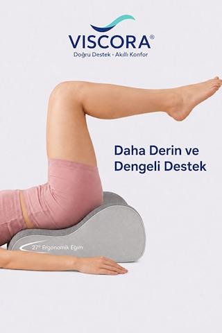 Premium 27 Kama Şeklinde Ergonomik Pozisyon Yastığı Yatak, Kanepe, Yoga, Bel Ve Sırt Desteği Gri