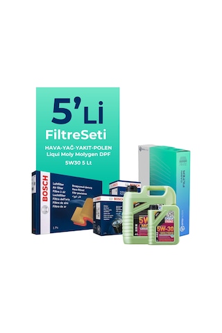 Bosch Hyundai Elantra 1.6 Dizel Filtre Bakım Seti Liqui Moly Motor Yağlı (2015-2020) 5 Li -