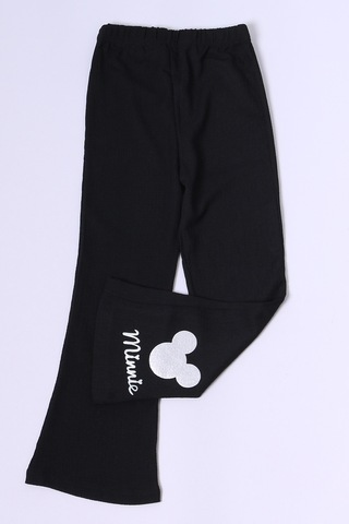 Kız Çocuk Tayt İspanyol Paça Karakter Nakışlı F15 Siyah