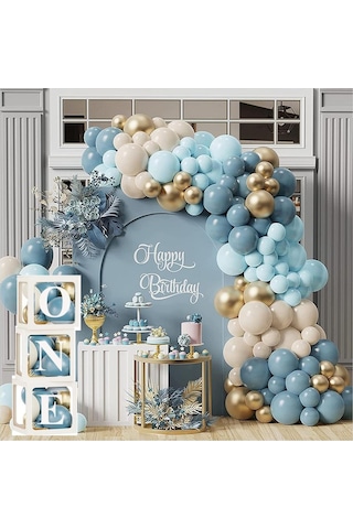 Okyanus Temalı 1 Yaş Doğum Günü Set 118 Parça One Kutu Ve Lateks Balon Set