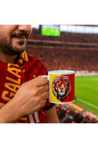Girist Galatasaray Taraftar Seramik Kupa Bardak Altın - Kırmızı