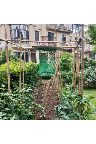 Xiyyadms Demir Tel Ve Gazlı Malzeme Yeşil Sinek Tutma Kafesi, Yem Tablası İle 1 Adet