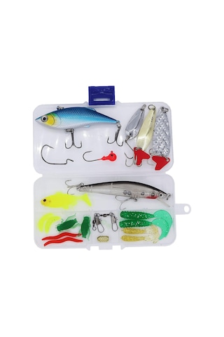 Valkyrie 24 Parça Sahte Olta Yem Ve Aksesuar Seti Silikon Rapala Jig Kaşık