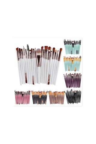 Cbtx Ahşap Saplı Makyaj Fırça Seti Beyaz - Siyah 20'li