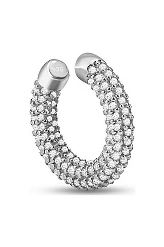 Halka Gümüş Kıkırdak Küpe Rodyum