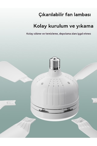 Sessiz Fan Lambası Yatak Odası E27 Uzaktan Kumandalı Tavan Vantilatörü Siyah Lamba Gövdesi Mor Siyah