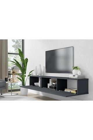 Beliz Tv Ünitesi Tv Sehpası Alt Modül Gri 200 cm Mdf