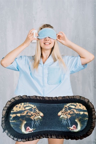 Pazarız Uyku Göz Bandı Maskesi Işık Önleyici Gözlük Maske Bant Eye Mask Leopar