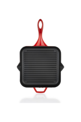 Schafer Guss Chef Döküm Kare Grill Tava 28x28Cm-1 Parça-Kırmızı