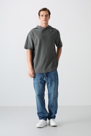 Tommy Life Haki Pamuklu Kalın Yüzeyi Dokulu Oversize Fit Basic Erkek T-shirt - 88335 Haki