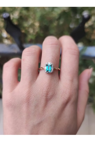 Jena Green Topaz Pırlanta Yüzük Ak-1350