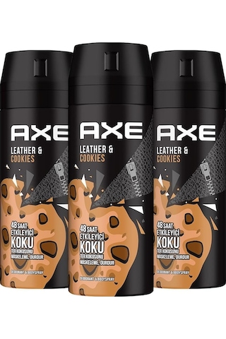 Axe Leather Cookies Erkek Sprey Deodorant 150 ML x 3
