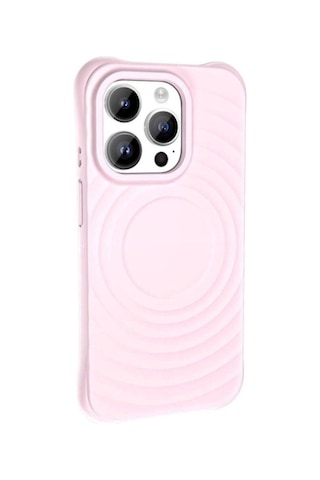 Apple Uyumlu iPhone 14 Pro Max M-safe Şarj Özellikli Airbagli Mat Görünümlü Zore Hepi Kapak Pembe Açık