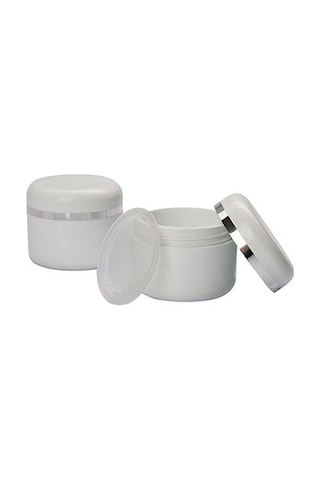 Plastik Krem Kavanozu Gri Şeritli Kapak 50 Ml 100 Adet Diğer