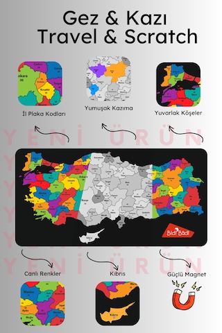 Gez Kazı Magnet Türkiye Haritası - Kolay Kazınabilir Harita - Scratch Map - Tarvel And Scratch 200 X 118