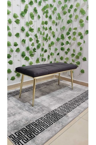 Özcan Metal Gold Metal Ayaklı Metal Kasalı Bench Mutfak Salon Antre Yatak Odası Balkon Puf Bank Antrasitgri