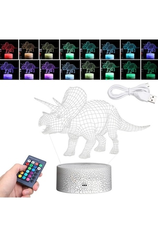Novahub 3d Dinozor Led Gece Lambası İllüzyon Lambası Renk Değiştiren Işıklar Başucu Masası Masa Lambası Dokunmatik Ve Uzaktan Kumandalı Çocuklar İçin Ev Dekorasyonu, Renkli Dokunuşlu Diğer