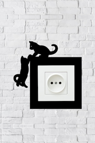 Kedi Priz Çerçevesi İç Ölçü 8,4x8,4 Cm Dekoratif Priz Kenarlık Süsü - Anahtar Çerçevesi