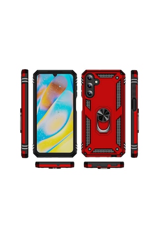 Samsung Galaxy Uyumlu A15 Kılıf Sofya Yüzüklü Standlı Zırhlı Korumalı Silikon Kılıf