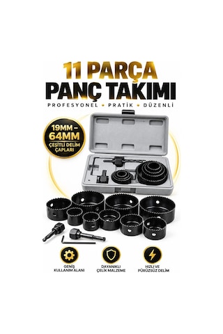 11 Li Panç Seti 19-64 Mm Çelik Delik Açma Ucu