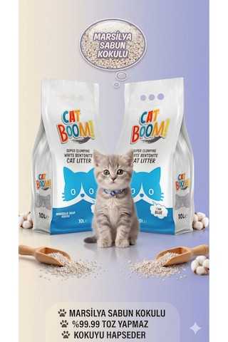 Cat Boom Marsilya Sabunu Kokulu Bentonit Kedi Kumu 2x10 L 2 Adet 10 L