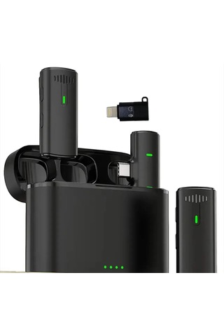 K10 Iphone Ve Type-c Uyumlu Kablosuz Yaka Mikrofonu Göstergeli