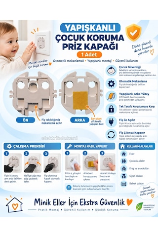 Ender Yapışkanlı Çocuk Koruma Priz Kapağı Priz Çocuk Emniyeti Aparatı