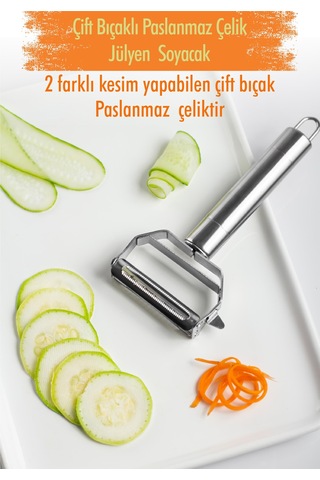 Paslanmaz Çelik Sebze Meyve Julyen Soyucu & Doğrayıcı 17 Cm Sarı
