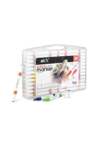 Art X Acrylic Duo Marker Çift Uçlu Su Bazlı Boyama Kalemi 48 Renk Set