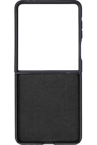 Samsung Galaxy Z Flip7 Uyumlu, Hakiki Deri, El Yapımı Arka Kapak Kömür Siyah Siyah